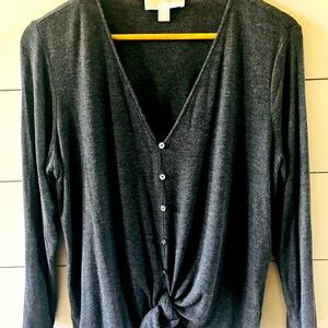 Michael Kors Women’s Gray Sweater. Designer, front tie, cropped, office, casual